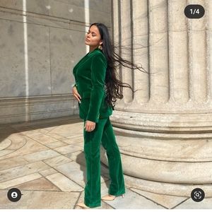 Zara Green Velvet Pantsuit